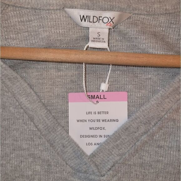 NWT Wildfox Womens Haley Brushed Long Sleeve Top - Heather Grey S - Picture 9 of 12
